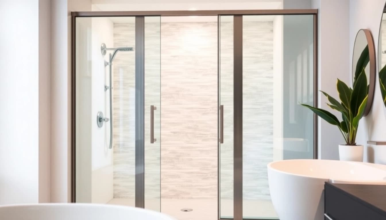 Showcase of shower sliding doors highlighting elegant design and modern features in a stylish bathroom.
