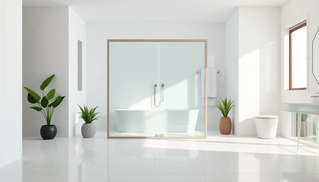 Elegant sliding shower doors enhance a modern bathroom's aesthetic and functionality.