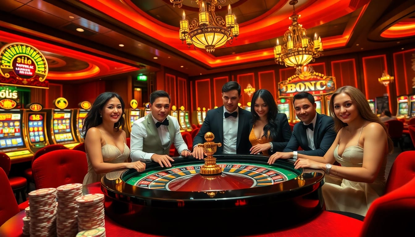 Action-packed gaming scene at kjc.football casino with players strategizing their bets.