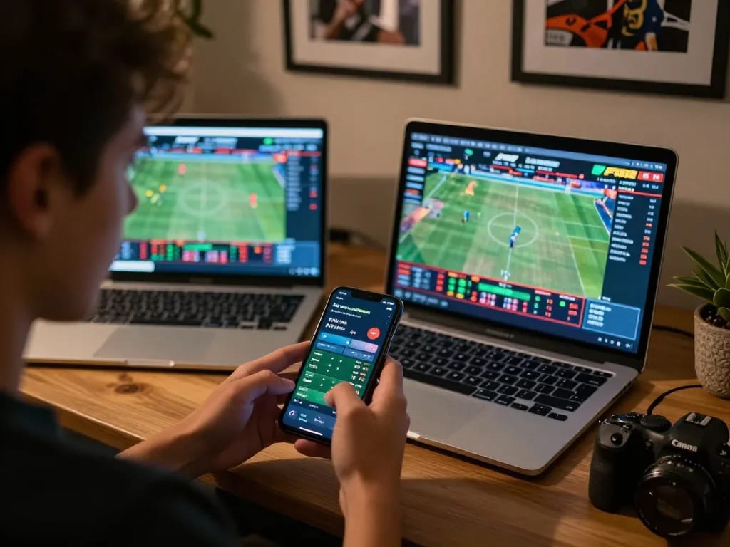 Experience exciting live betting at F168 with dynamic sports app on smartphone during match.