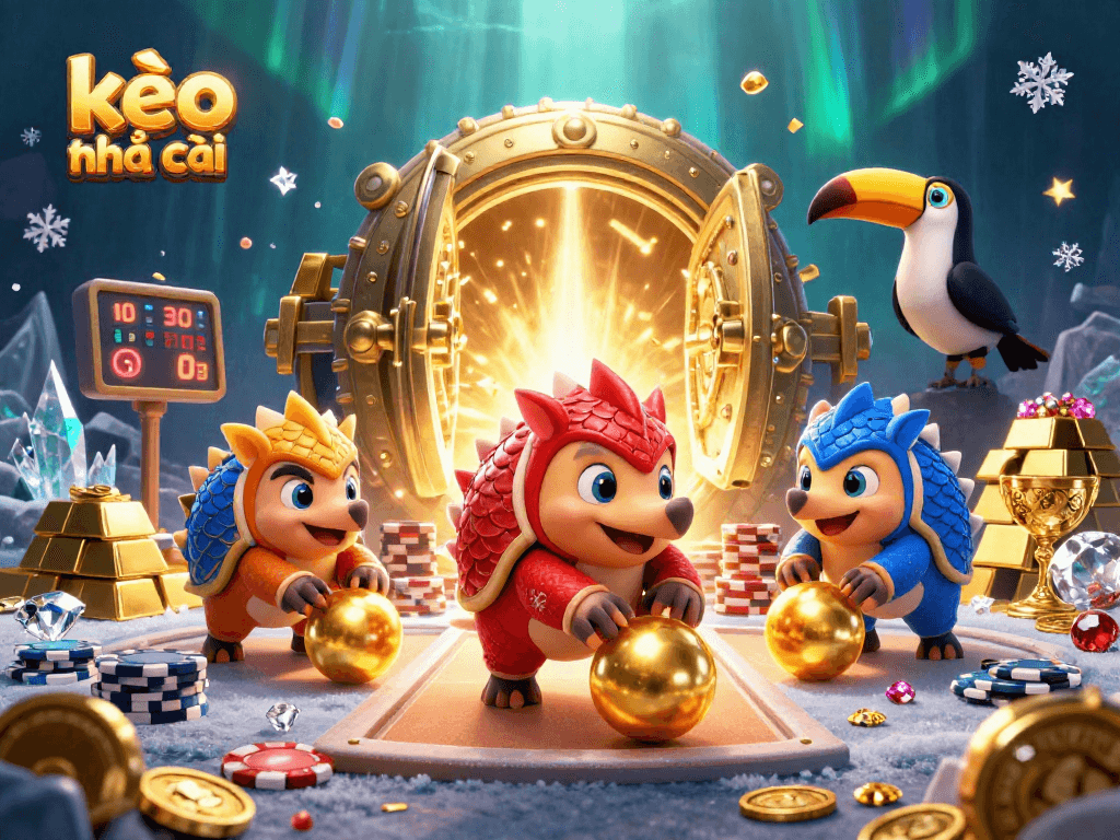 Engage in thrilling actions with kèo nhà cái as colorful pangolins roll through poker chips in a dynamic casino scene.
