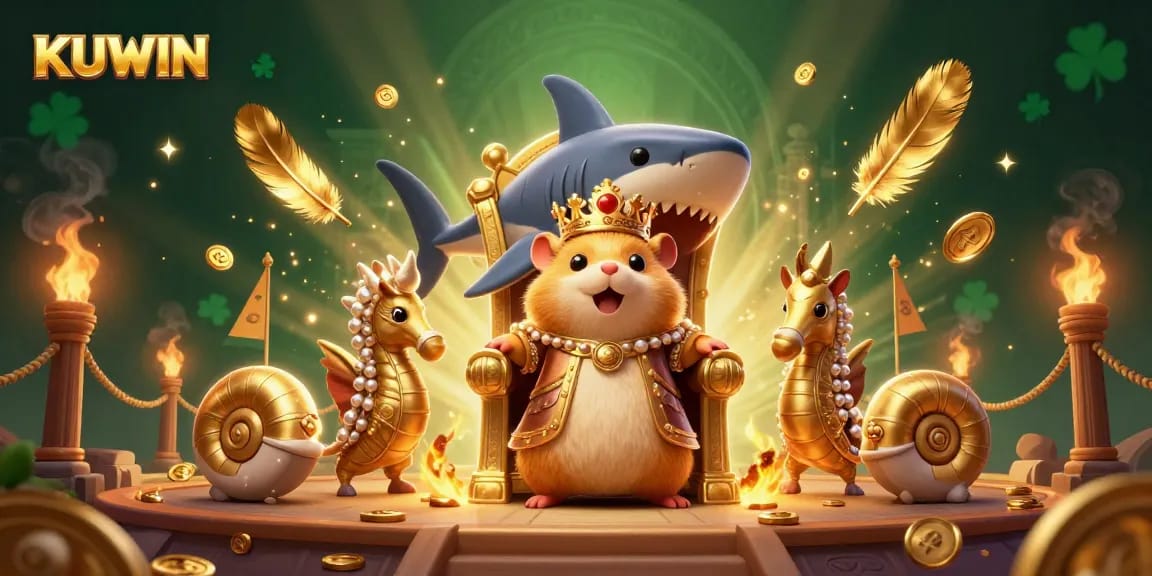 Engage in dynamic betting at KUWIN casino, featuring a playful golden hamster king and immersive elements.