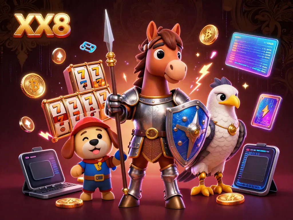 Experience the excitement of XX8 with a rich medieval-themed illustration of casino games.