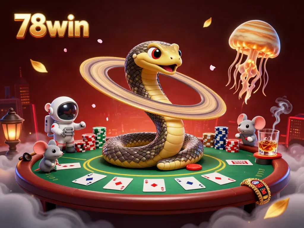 Experience thrilling bets at 78win with a cosmic casino scene featuring vibrant colors and interactive elements.