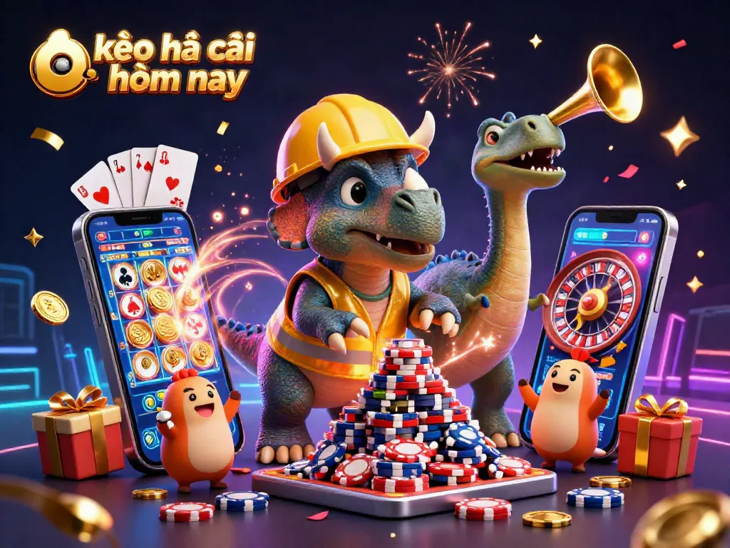 Experience kèo nhà cái hôm nay with a dynamic celebration of gambling joy featuring colorful casino elements.