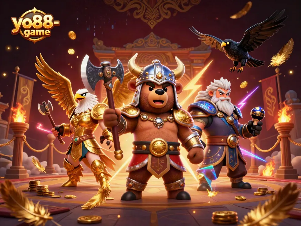 Experience thrilling gaming action in the vibrant layout of yo88-game, featuring dynamic characters and exciting game elements.