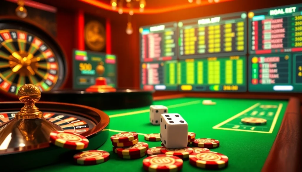 Exciting gambling scene showcasing online betting opportunities at https://f8bet.io/ with luxury casino elements.