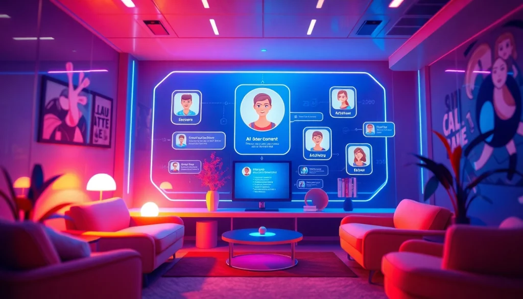 Engaging scene featuring Crushon AI avatars in a modern chat interface.