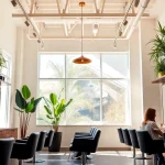 Aveda salon San Diego interior with modern design and vibrant hair products