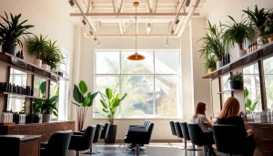 Aveda salon San Diego interior with modern design and vibrant hair products