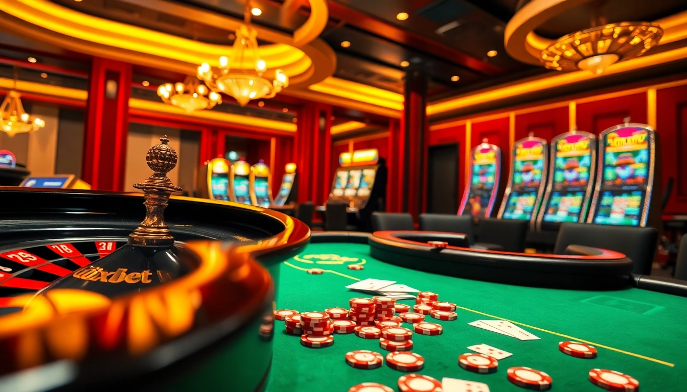 Players enjoying a thrilling experience at oxbet's luxurious casino tables and gaming options.