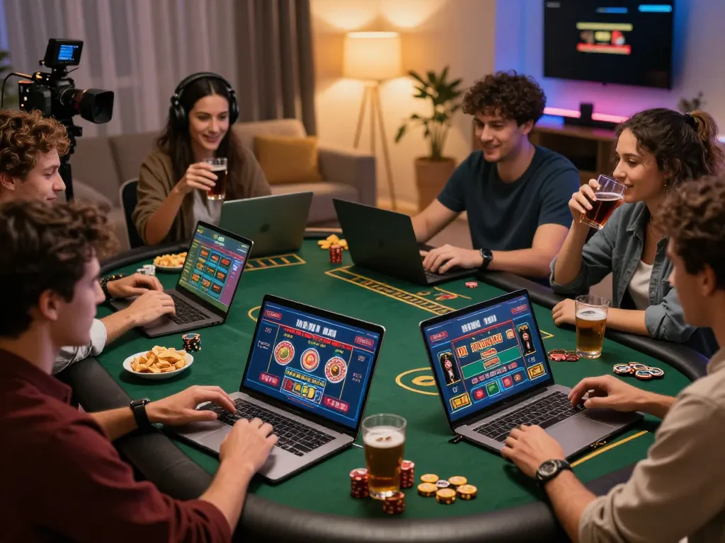 Players enjoying RR88 online casino games at home, engaging with live dealer action.