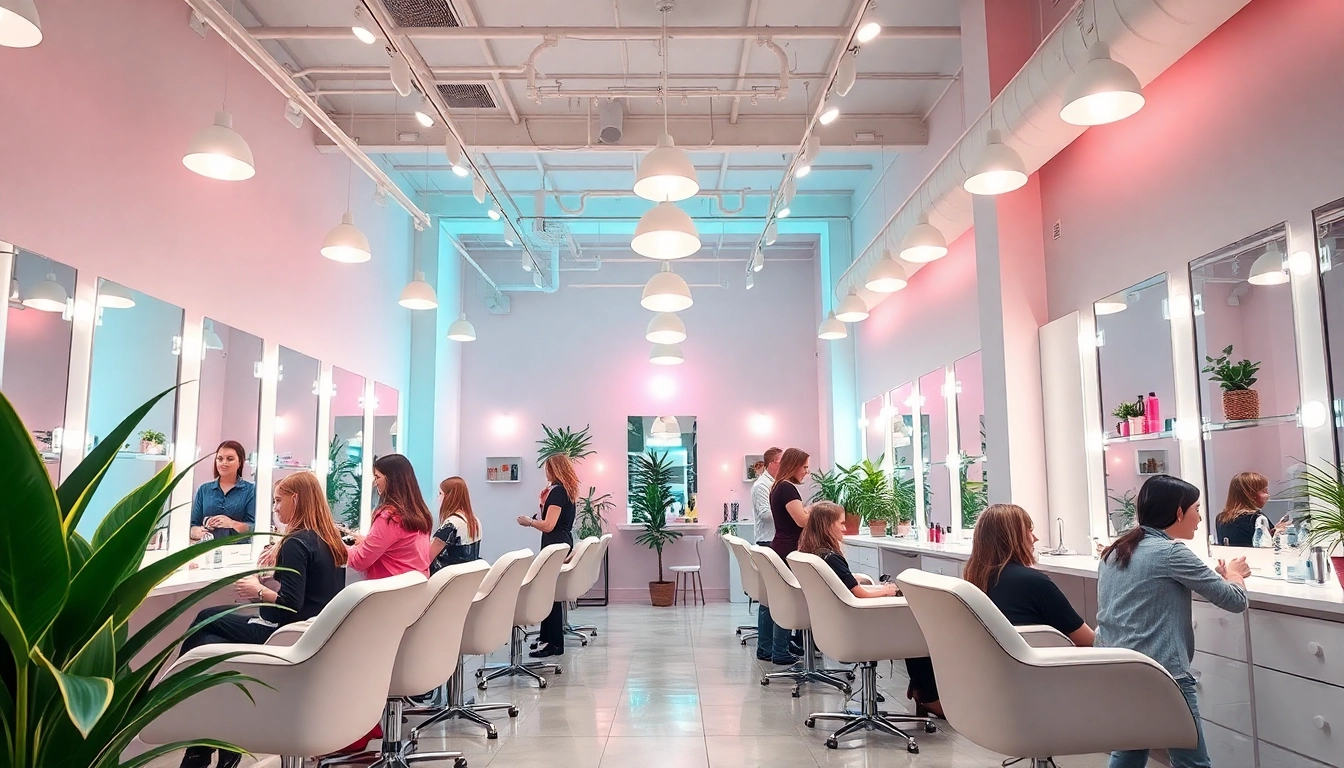 Experience the ambiance of top rated hair salons with professional stylists in action, showcasing a modern and inviting salon interior.