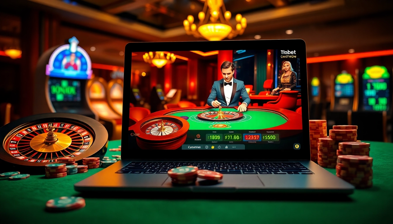 Experience thrilling gameplay with thabet web showcasing live dealer action at a luxury casino.