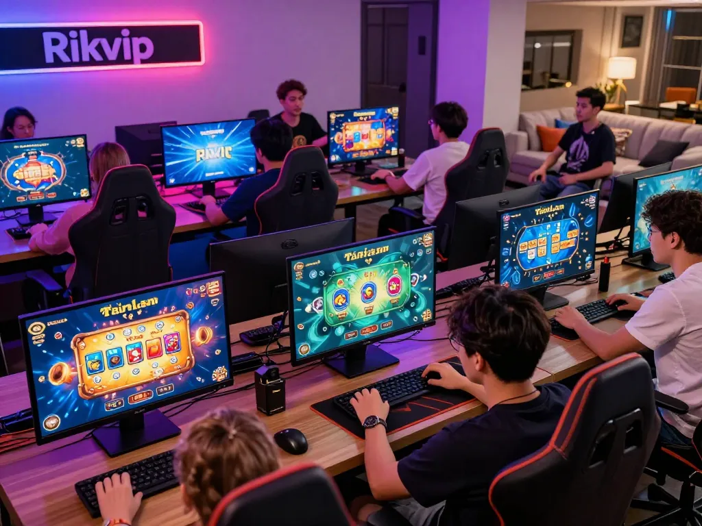 Engaged players enjoying Rikvip's immersive online gaming experience with vibrant visuals.