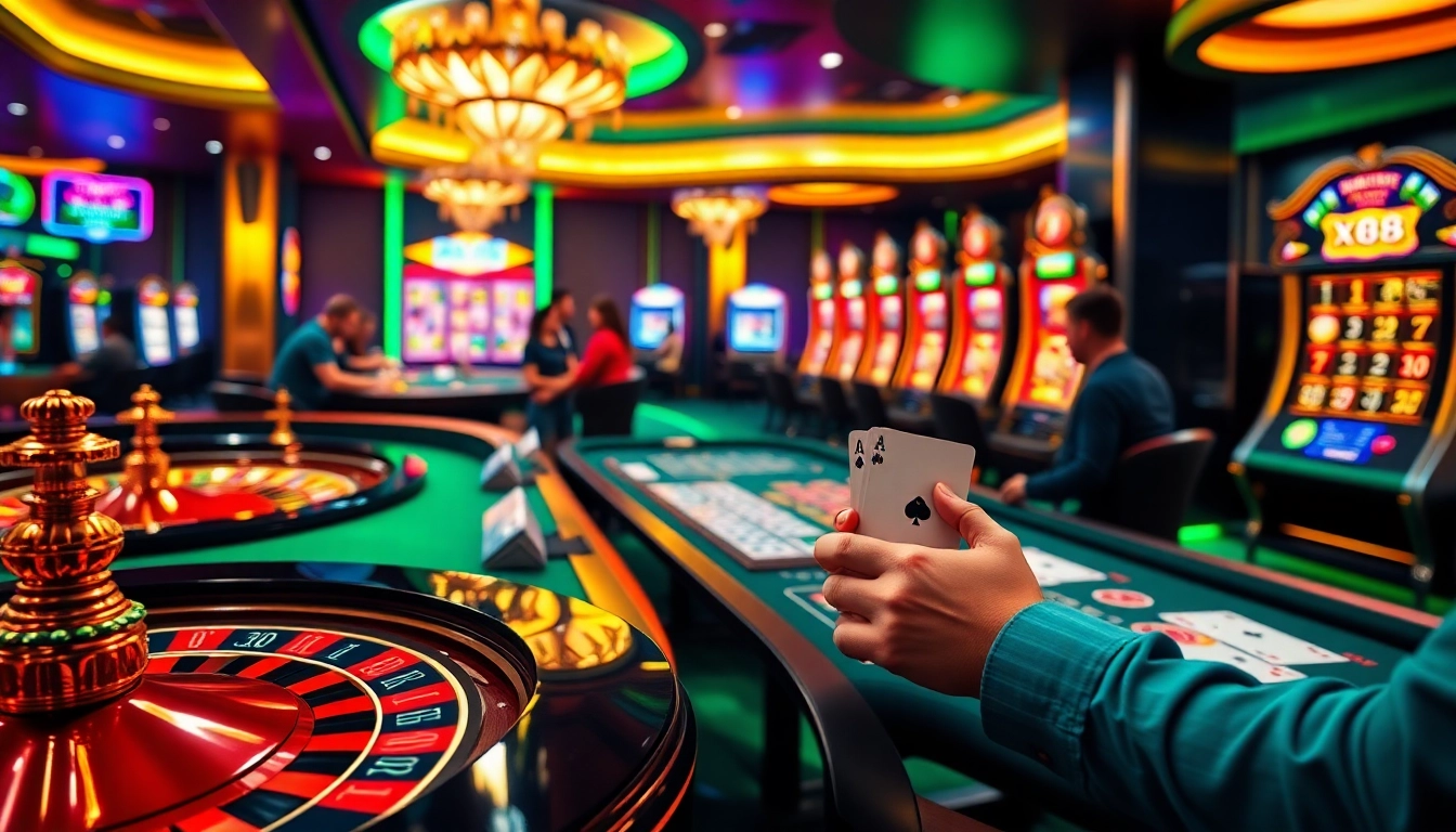 Experience the thrill of xx 88 with vibrant casino scenes featuring roulette, poker, and slot machines.