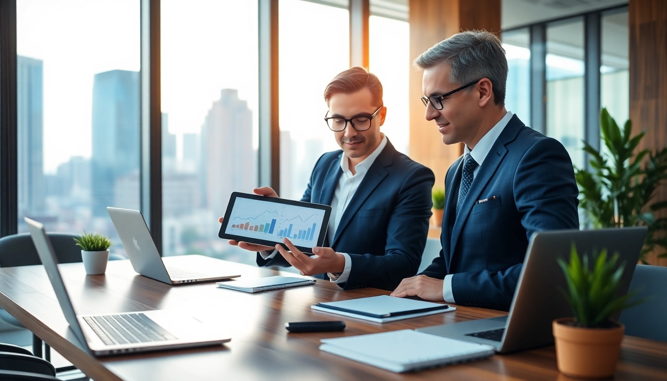 Quickplus Business Consultants engaging collaboratively in a modern office environment.