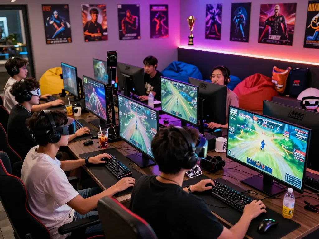 Exciting multiplayer gaming session featuring go88 in a vibrant lounge atmosphere.