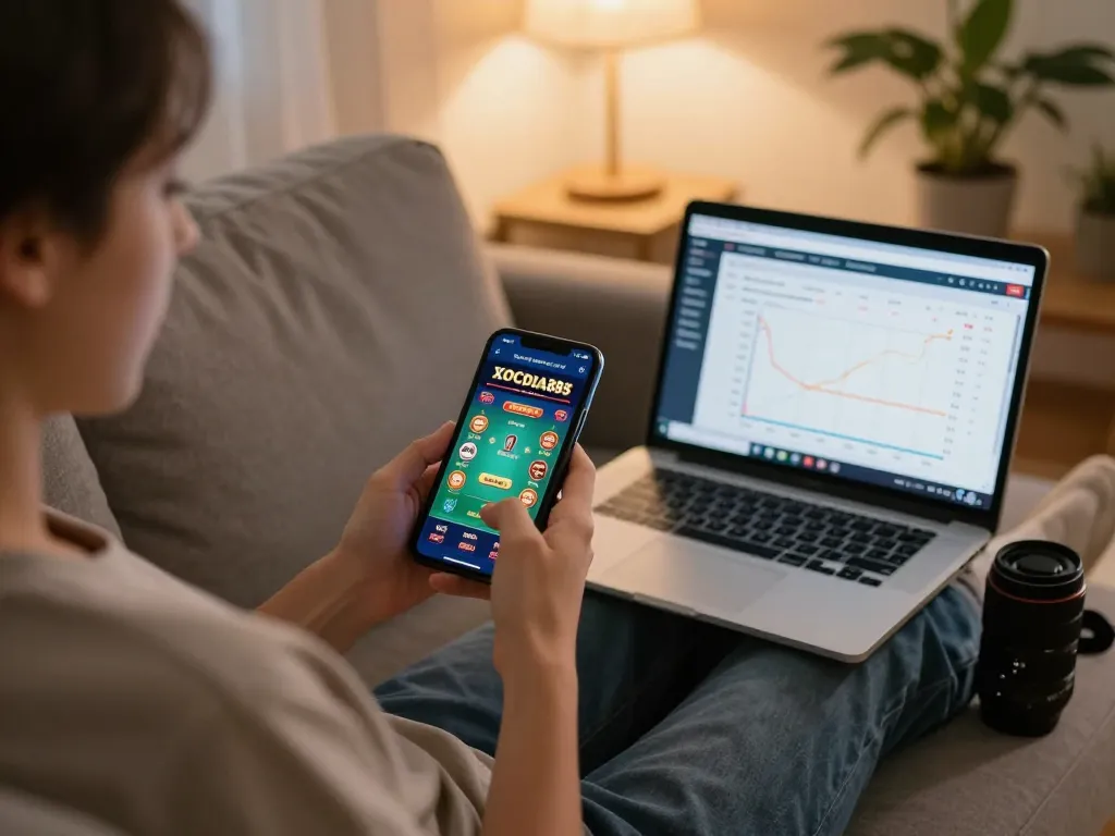 Engaging mobile gaming session on XOCDIA88 app, showcasing a user focusing on bankroll management.