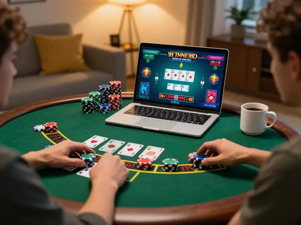 Player enjoying live dealer game at home highlighting Nhà cái ko66's immersive online casino experience.