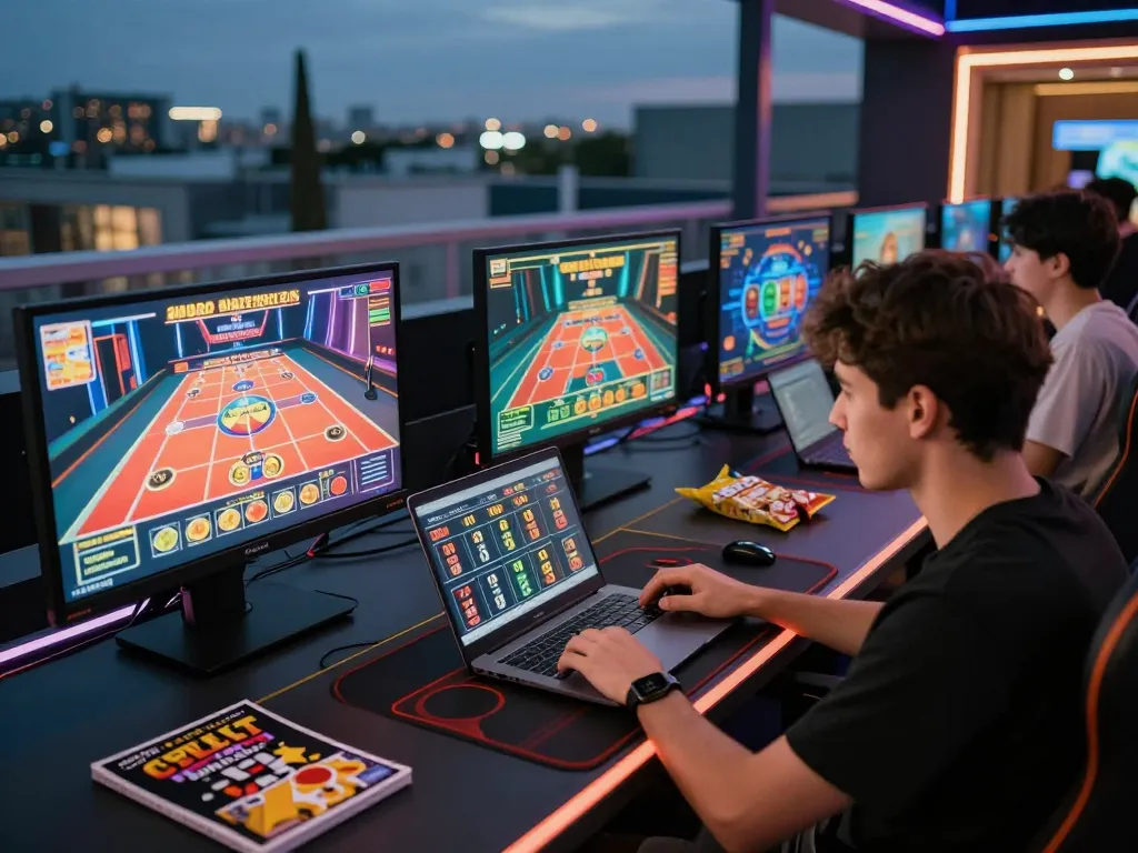 WALA88 player analyzing odds on multiple screens for better online gaming strategy