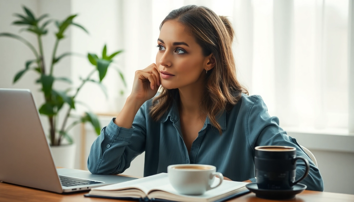 Define your ideal career with focused reflection and inspiration in a serene workspace.