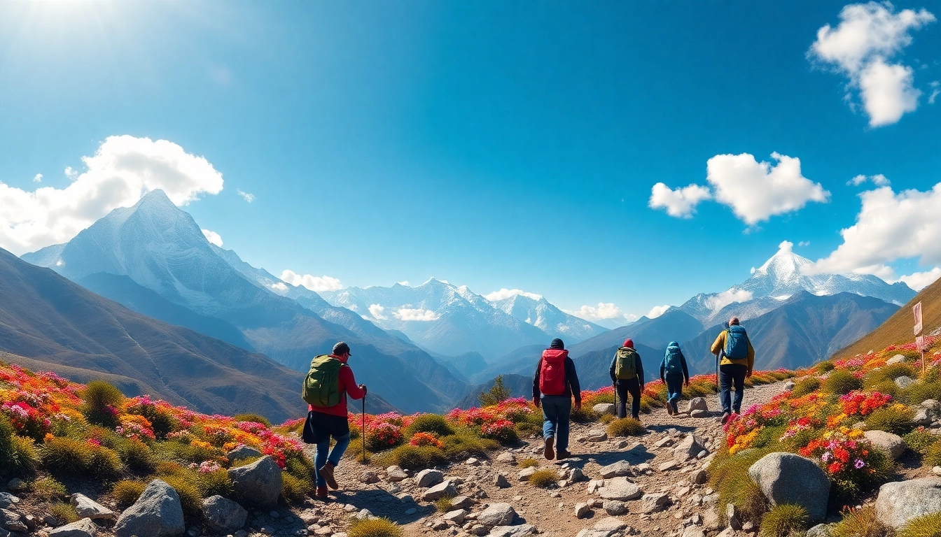Experience the breathtaking sights of the Sandakphu trek with stunning mountain views and vibrant flowers.