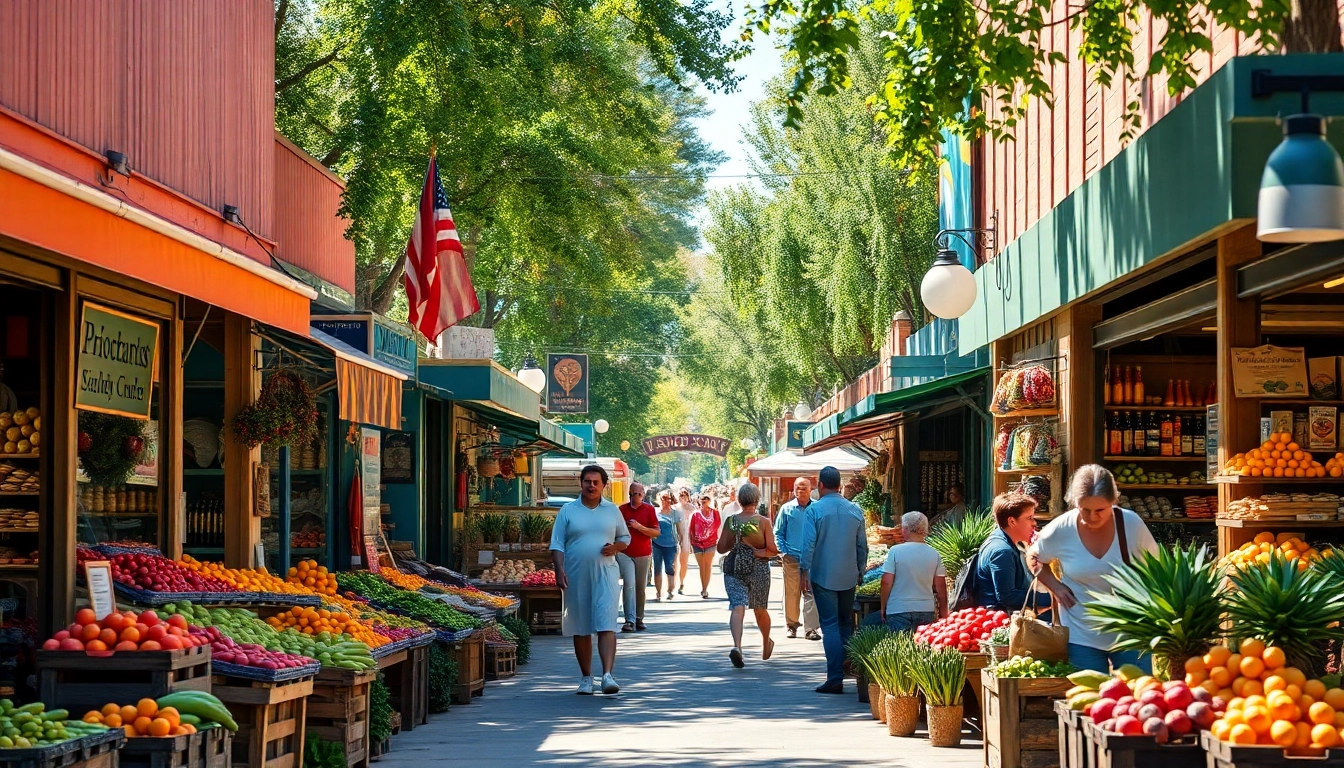 Clarksburg marketplace filled with vibrant local vendors and fresh produce.