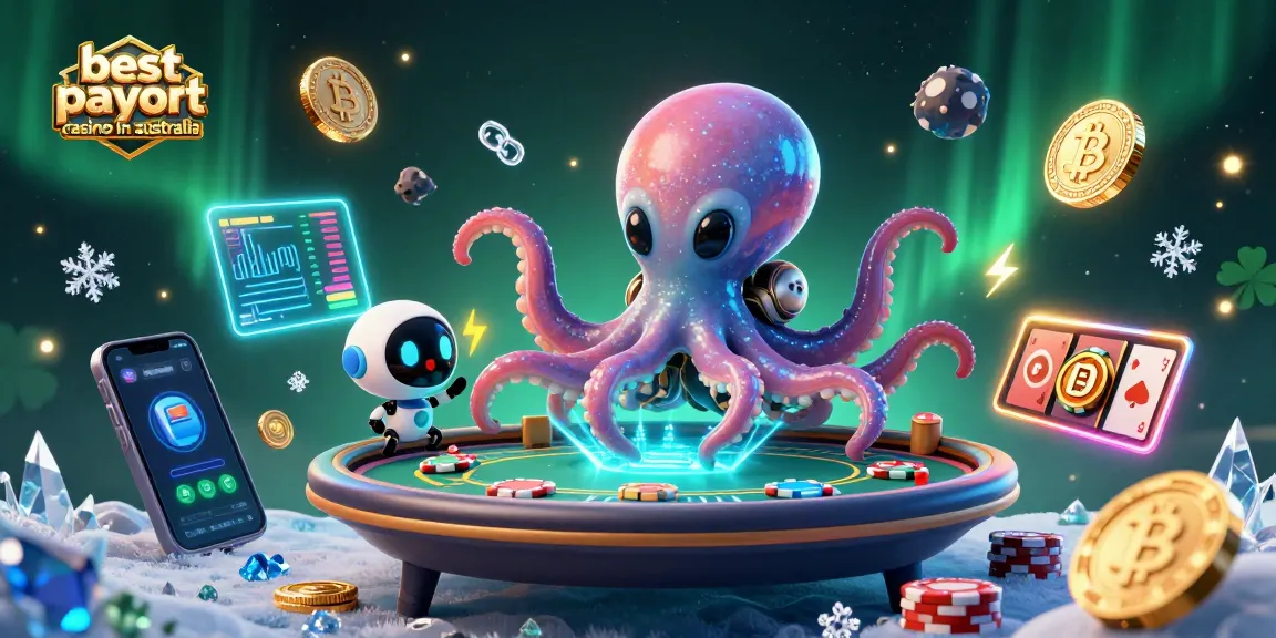 Experience the thrills at the best payout casino in Australia with an alien octopus and crypto-themed elements.