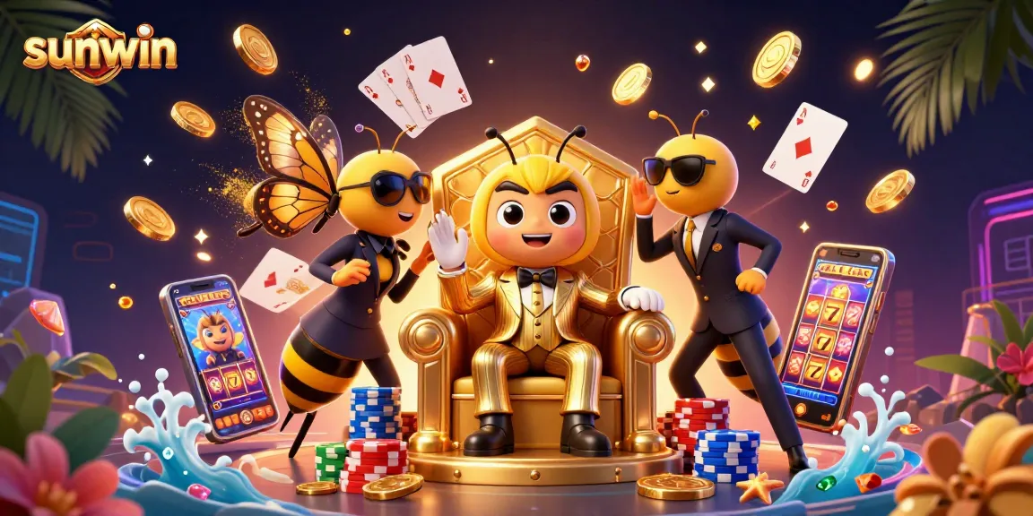 Experience winnings with sunwin at this lively 3D casino scene of a bumblebee mob boss.